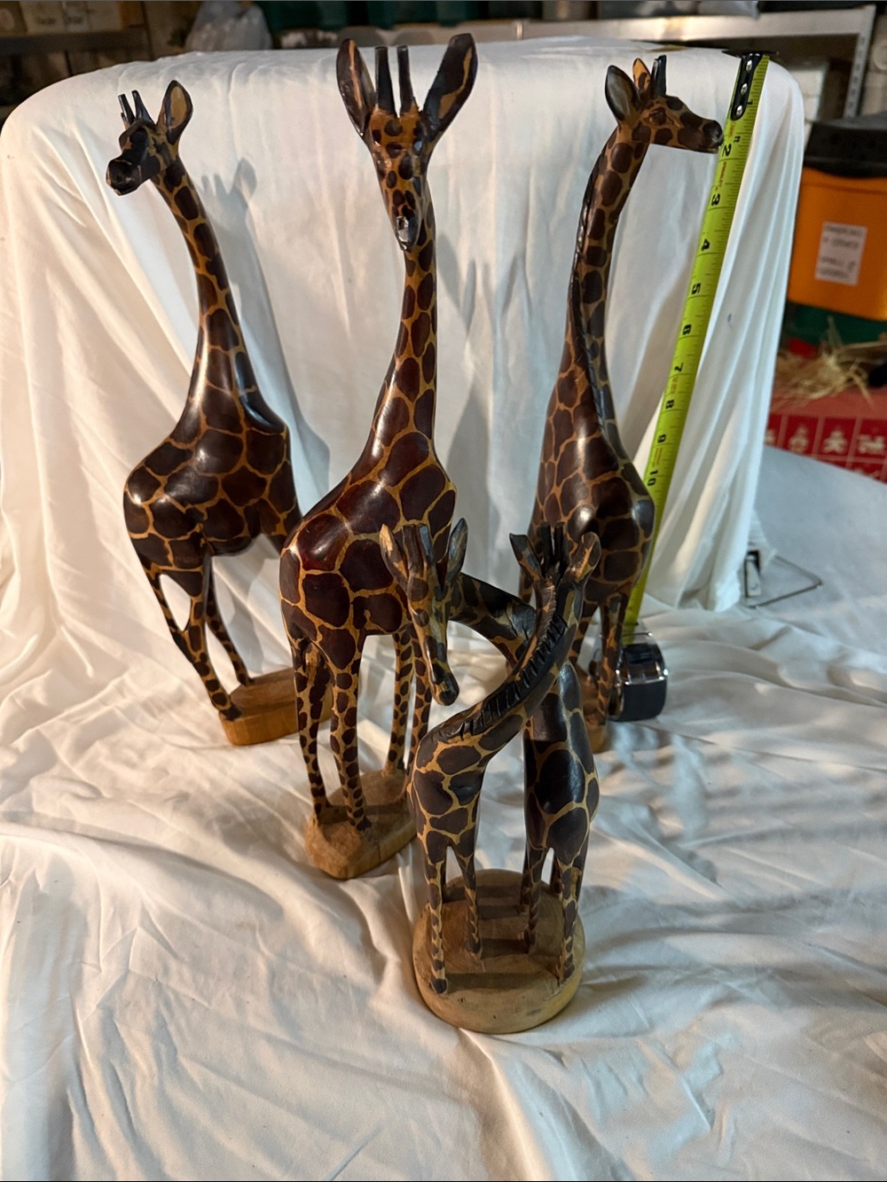 Set of 4 Genuine Hand Carved Giraffe Sculptures from Kenya